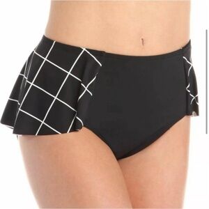 Spanx Bikini Bottom Flirty Skirted Black Geo 2653 NWT